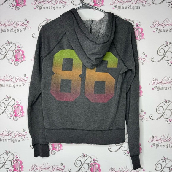 Victoria secret pink sweater hoodie ombré sunset 86 on back zip up zipper grey - Picture 2 of 11